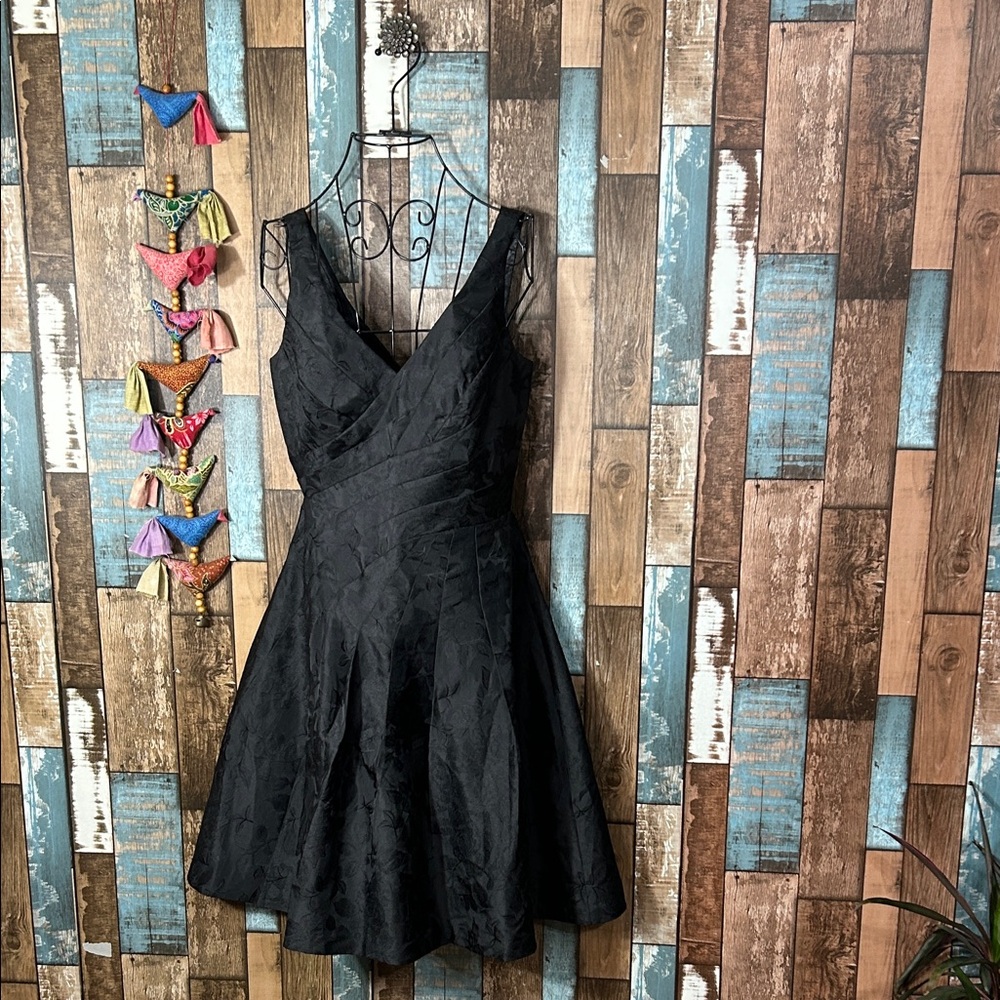 White House Black Market Black V-Neck Fit-and-Flare Dress